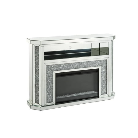 

Modern Mirrored & Faux Diamonds Fireplace by Acme Noralie AC00508