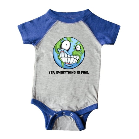 

Inktastic Yep Everything Is Fine with Distressed Planet Earth Gift Baby Boy or Baby Girl Bodysuit