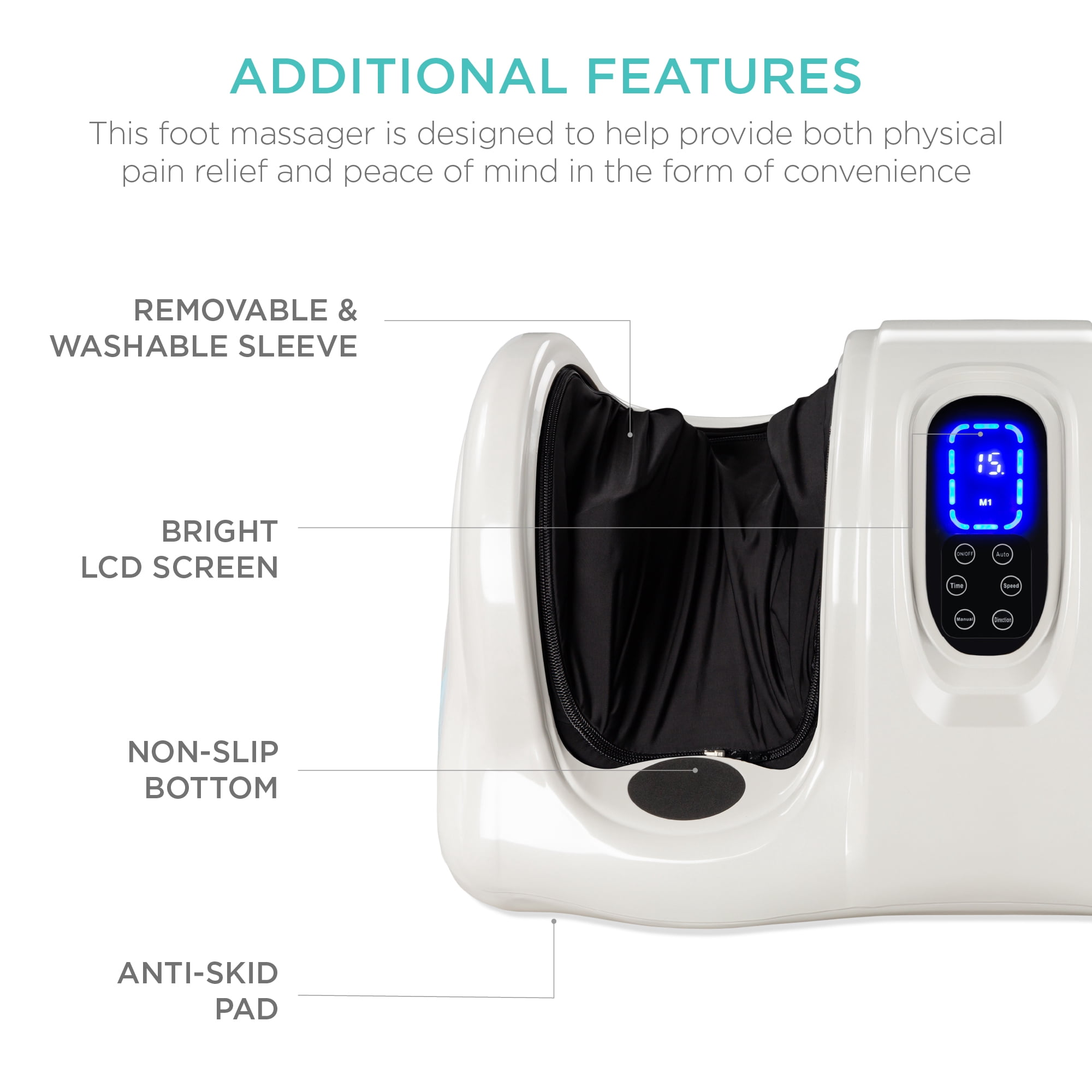 Best Choice Products Therapeutic Kneading & Rolling Shiatsu Foot Massager w/ High Intensity Rollers, Remote - White