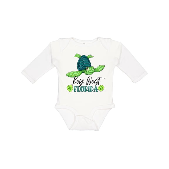Inktastic Key West, Florida Happy Sea Turtle Boys or Girls Long Sleeve Baby Bodysuit