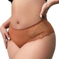 thumbnail image 5 of YWDJ Sexy Thongs for Women Plus Size Breathable Lace Lightweight High Waist No Show High Waisted Underwear Soft Breathable Panties Stretch Briefs Seamless Ladies Briefs Coffee 2XL, 5 of 5