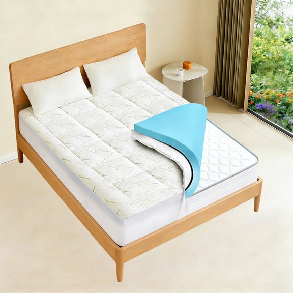 Nextay Dual-Layer Gel Memory Foam Mattress Pressure Relief with Removable Soft Cover for Bedroom, RV, Camper, Twin Size