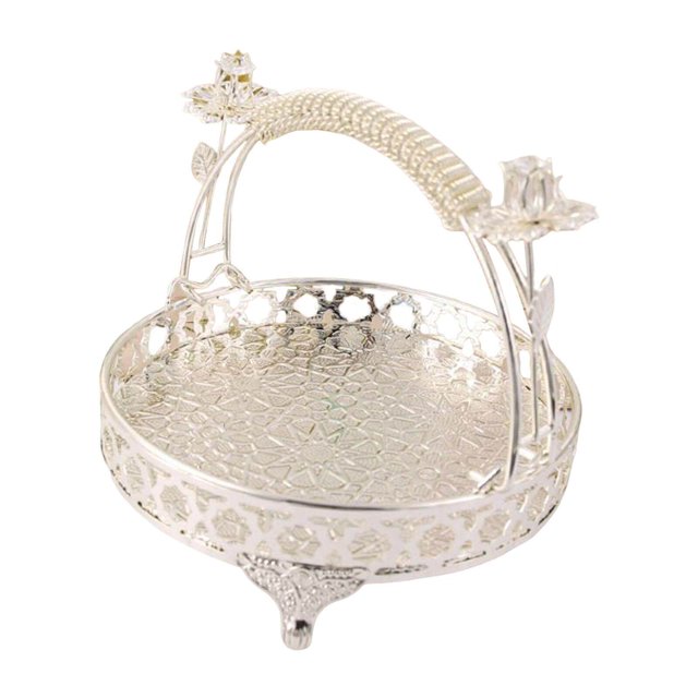 Maoww Luxury Serving Tray Wedding Gift Multipurpose for Table Centerpiece Kitchen Argent Small