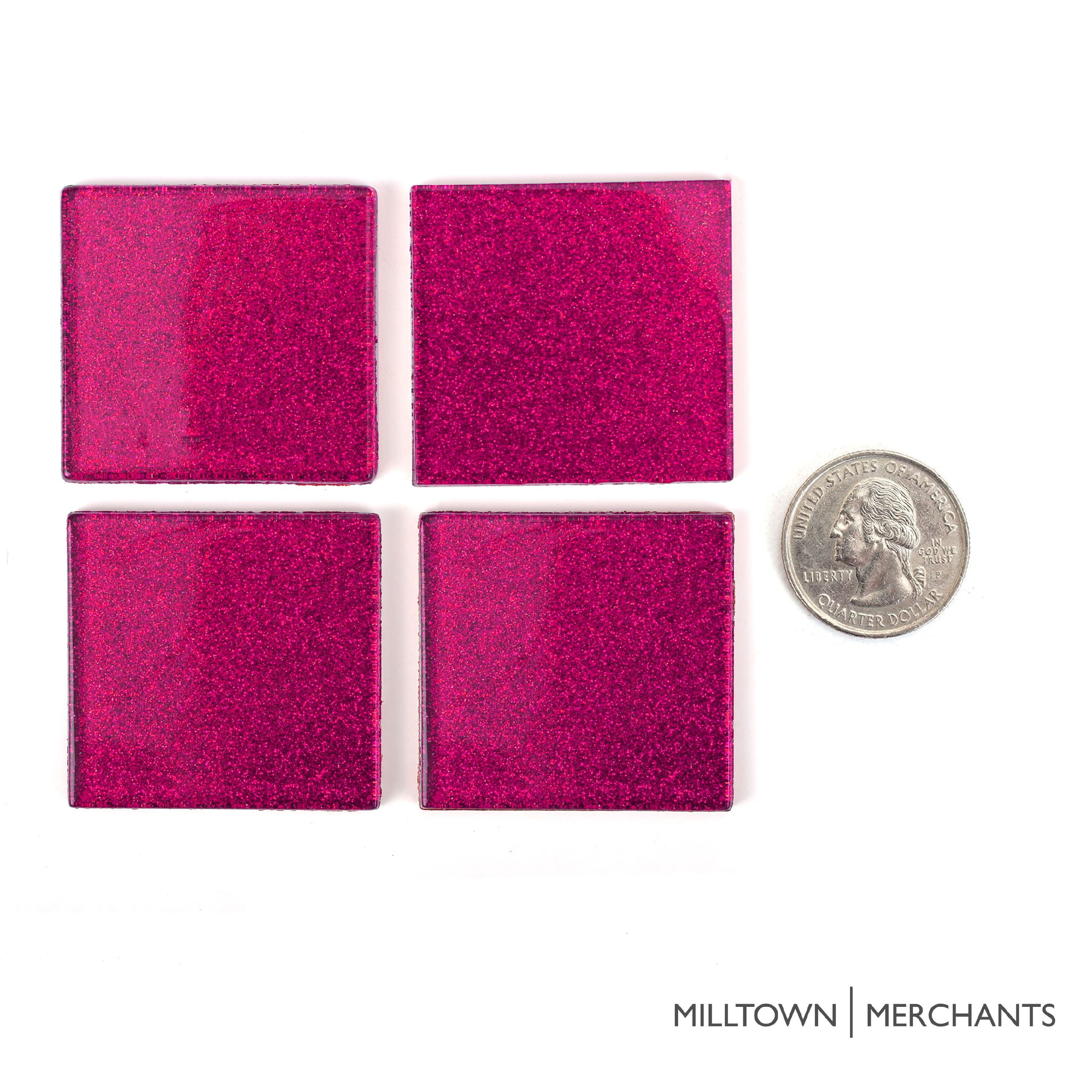 Milltown Merchants Pretty Pink Glitter Mega Mosaic Tile 1.8 Inch Large (1 lb)