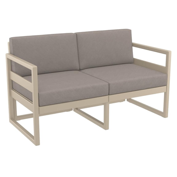 Compamia Mykonos Patio Loveseat Taupe with Sunbrella Taupe Cushion