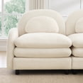 thumbnail image 5 of Teddy Fabric Cloud-like 4-Seat Sofa,Curved Backrest and Armrest with Curved Lumbar Pillows, Sectional 4 Seater Modular Couch with Movable Ottoman and Supportive Double-layer cushion, Beige White, 5 of 5