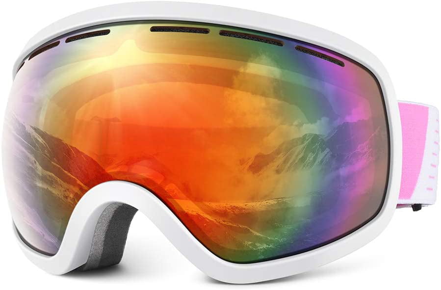 Unisex OTG Ski Snowboard Goggles w/Anti-Fog,UV 400 Protection Helmet Dual Lens 