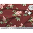 thumbnail image 2 of Soimoi Red Cotton Duck Fabric Leaves & Rose Floral Printed Fabric 1 Yard 56 Inch Wide, 2 of 3