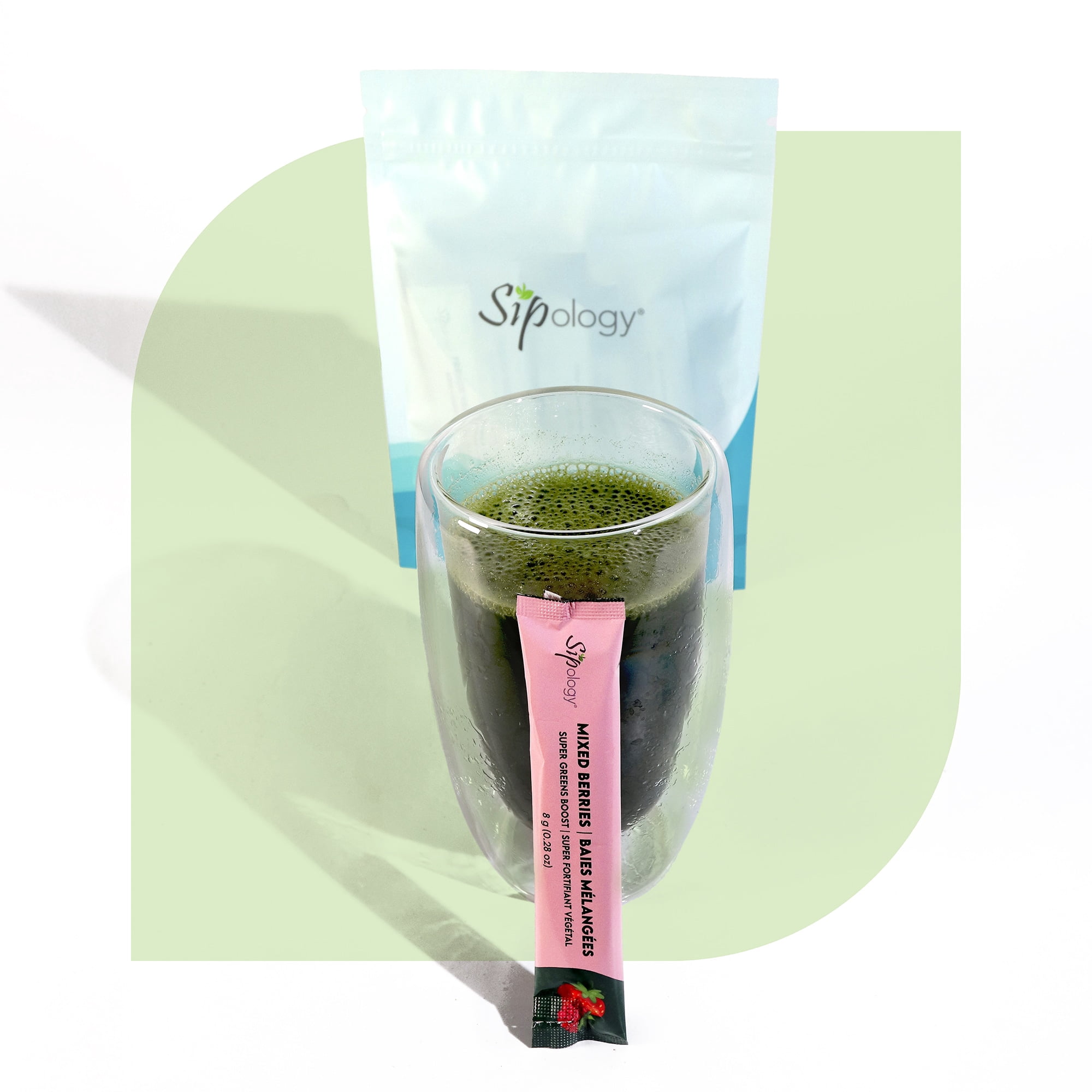 Sipology: Super Greens Boost - Mixed Berries - 10 Stick Pack, Superfoods-Vitamins-Minerals-Nutrients, Mix Powder w/ Water-Smoothies-Protein Shakes