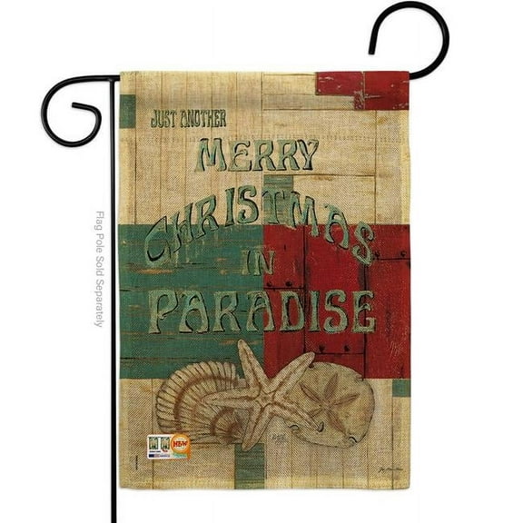 Breeze Decor BD-XM-G-114165-IP-DB-D-US18-SB 13 x 18.5 in. Xmas in Paradise Burlap Winter Christmas Impressions Decorative Vertical Double Sided Garden Flag