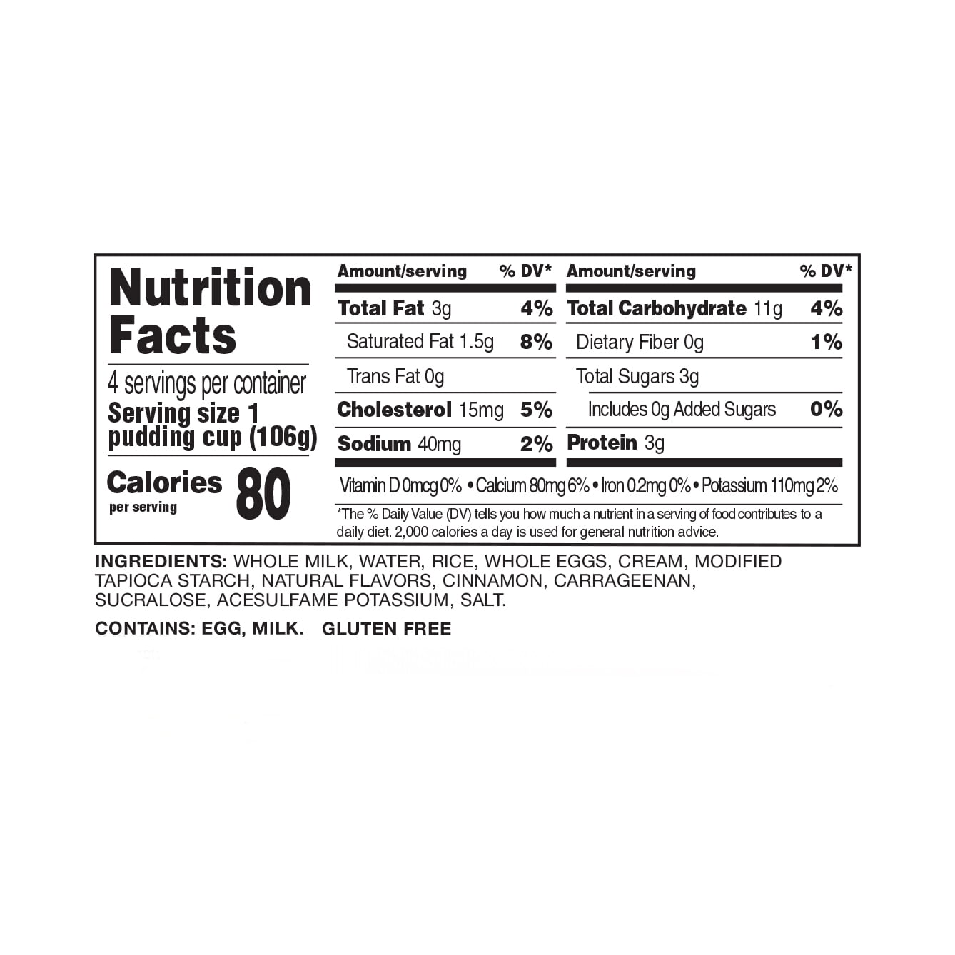 Senor Rico Zero Sugar Added Rice Pudding, 4 Count Plastic Cups, Refrigerated, Gluten-Free
