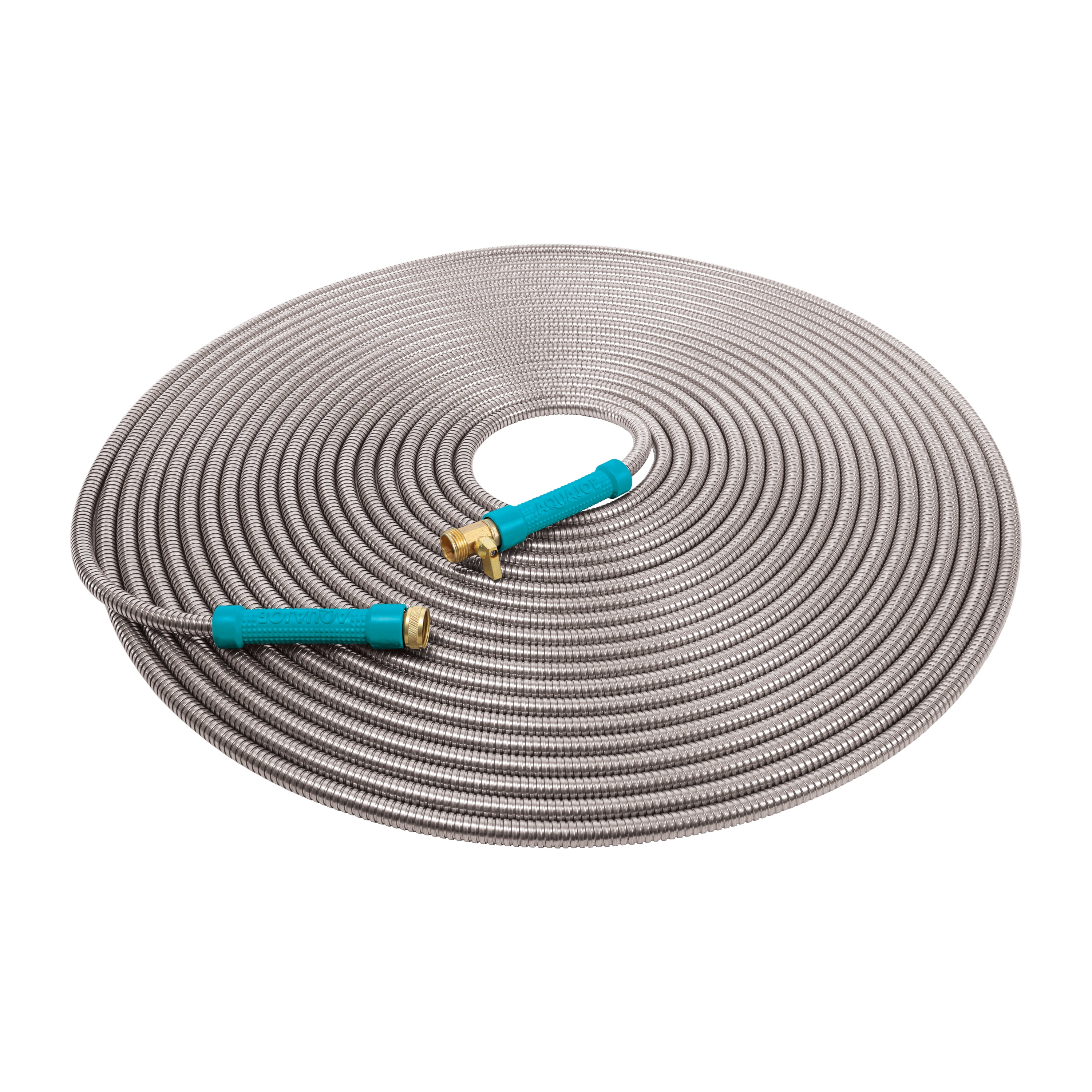 Aqua Joe Heavy-Duty Kink-Free 100-foot Garden Hose, 1/2-inch, on/off Valve, Stainless Steel