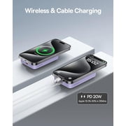 Baseus Magnetic 5000mAh Power Bank, Wireless Portable Charger for iPhone 17/16/15/14, Fast Charging Battery Pack, Purple