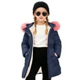 thumbnail image 2 of newwalpole Teen Long Heavyweight Puffer Jacket for Girls Thick Padded Puffer Jacket Faux Fuzzy Hooded Winter Coat Boys Warm Parka Outerwear Navy for Size 9-10 Years, 2 of 8