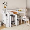 thumbnail image 3 of Harper & Bright Designs Twin Size Loft Bed with Stairs and Wardrobe, Wood Twin Storage Bed with Desk & Bookshelf for Boys Girls, White, 3 of 18