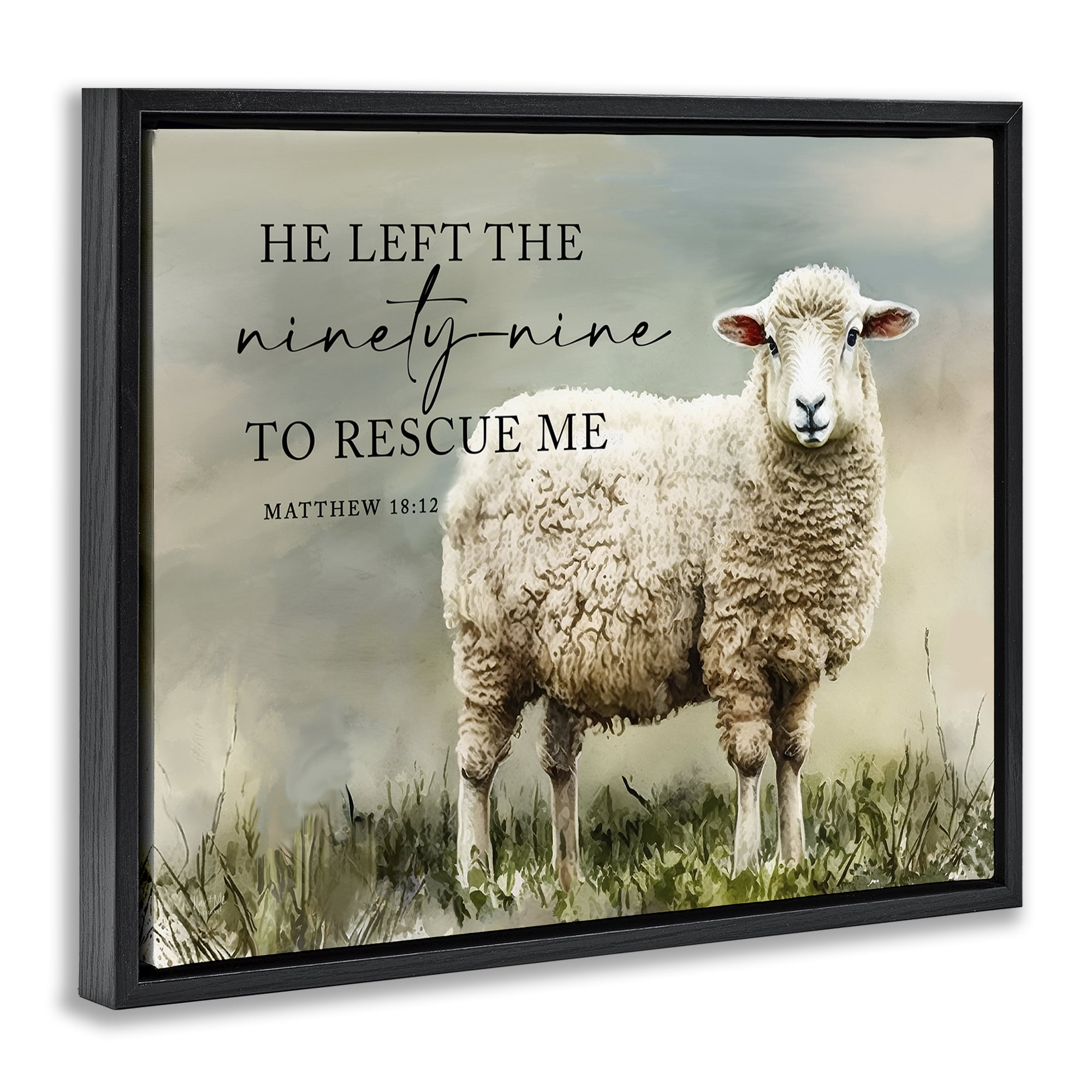 Stupell Industries Left The Ninety Nine Proverb Religious & Spiritual Painting Black Floater Framed Canvas Art Print Wall Art, 31 x 25