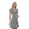 thumbnail image 1 of Women’s A Line Aqua and Grey Summer Dress, Retro Triangle Arrangement, Cross Wrap V Neck, 6 Sizes, by Ambesonne, 1 of 2