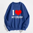 thumbnail image 2 of Bmisegm Sweat à Capuche Imprimé pour Femmes Col Rond Manches Longues Pull Décontracté pour Femmes Bleu S, 2 of 3