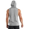 thumbnail image 2 of MAWCLOS Mens Hooded Tops Drawstring Sweatshirt Sleeveless Hoodies Regular Fit Gym Solid Color Pullover Top Light Grey S, 2 of 6