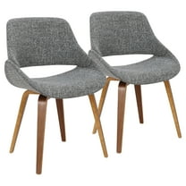 Fabrico Mid-Century Modern Dining/Accent Chair in Walnut and Grey Noise Fabric by LumiSource - Set of 2