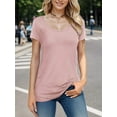 thumbnail image 4 of Weardear Blouses for Women Dressy Casual Tops Pleated Ruffle Short Sleeve T-Shirts Summer Loose V Neck Tunic Top, 4 of 4