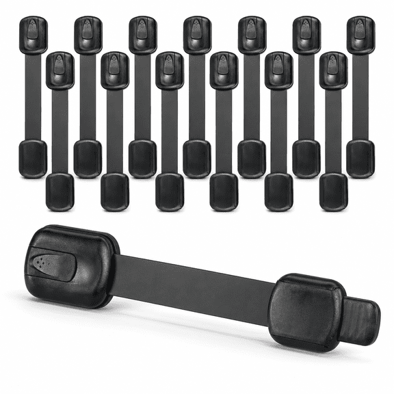 Baby Proof Cabinet Lock & Straps Latches Child Drawer Latches with 3M Adhesives Adjustable Non Drilling Safety Cabinet Locks Straps Baby Drawer Locks for Kids Baby Multi-Function 12 Pack