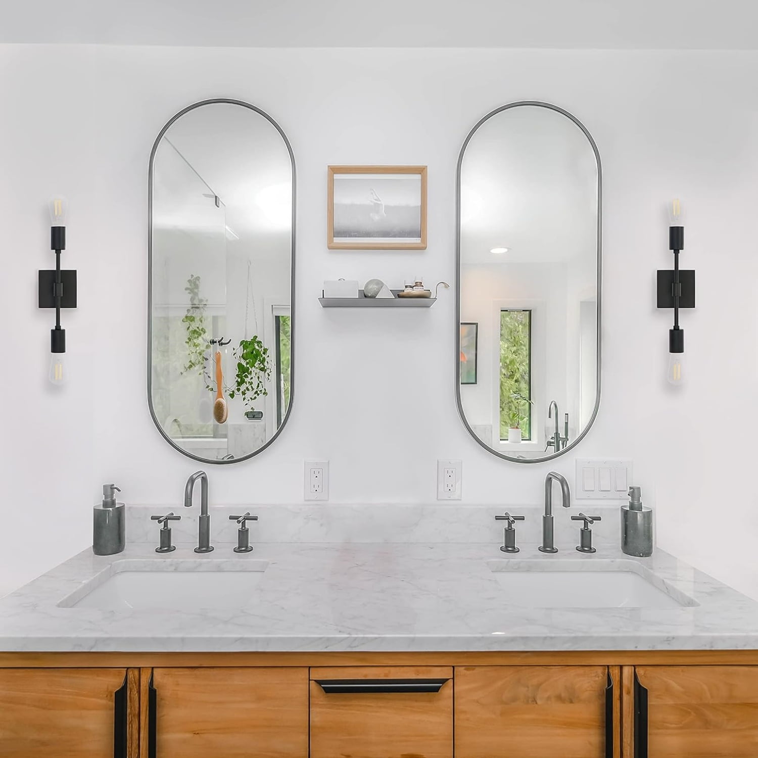 2-Light Matte Black Bathroom Vanity Light Fixtures Modern Wall Sconces Lighting Fixture Wall Lights for Hallway and Bedroom Sconces with Two LED Bulbs Included, UL Listed