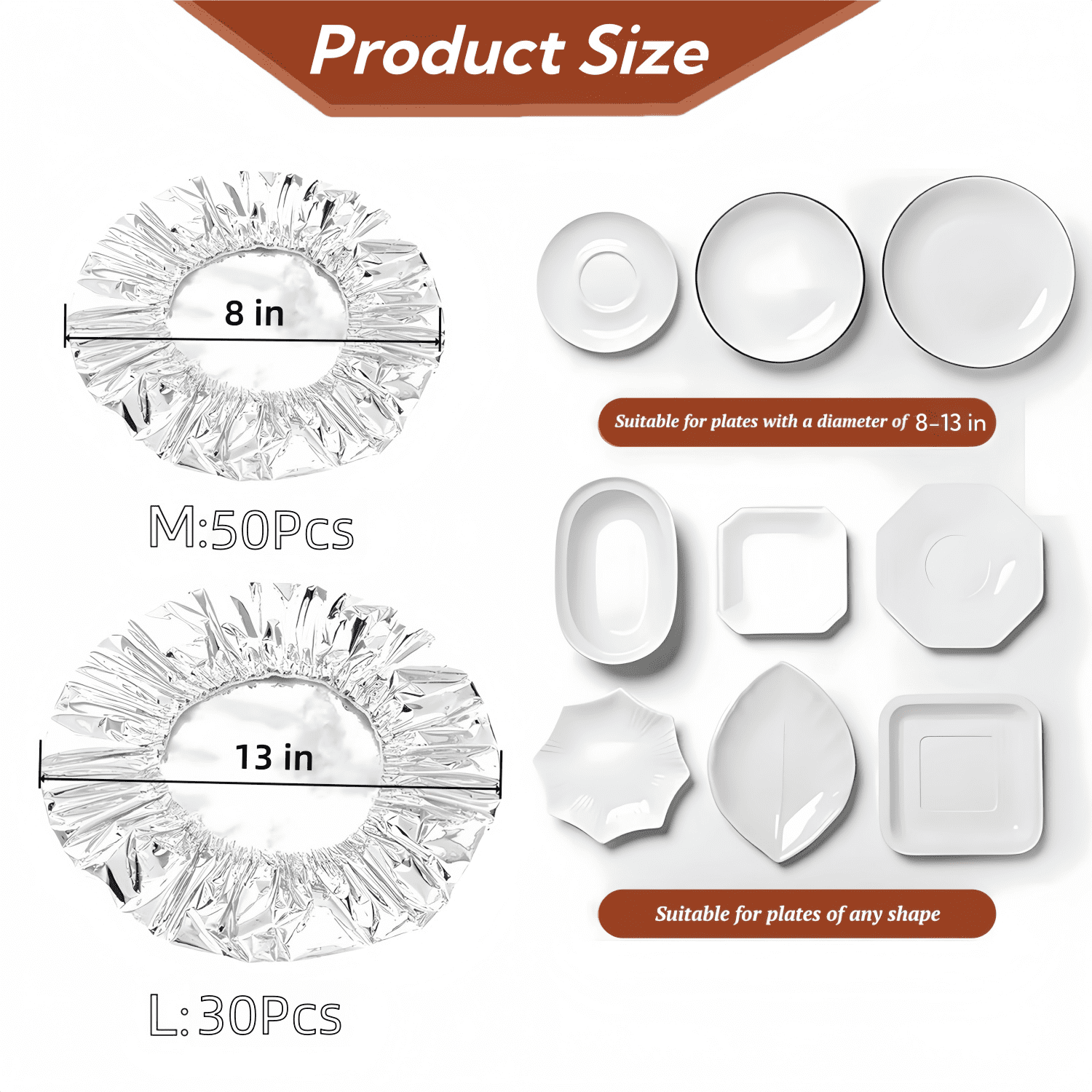 80Pcs Reusable Aluminum Foil Bowl Covers – Elastic Food Covers for Bread Proofing, Heat-Resistant, Food Storage, Kitchen and Outdoor Use, 8-13 Inch Diameter, 2 Sizes
