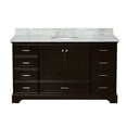 thumbnail image 6 of KBC Harper 60" Solid Wood Single Bathroom Vanity w/ Carrara Stone in Chocolate, 6 of 7