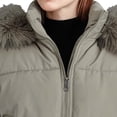 thumbnail image 4 of CHGBMOK Women's Cropped Puffer Jacket with Hood Zip Up Short Padded Bomber Coat Quilted Rib Hem Warm Winter Jacket, 4 of 9