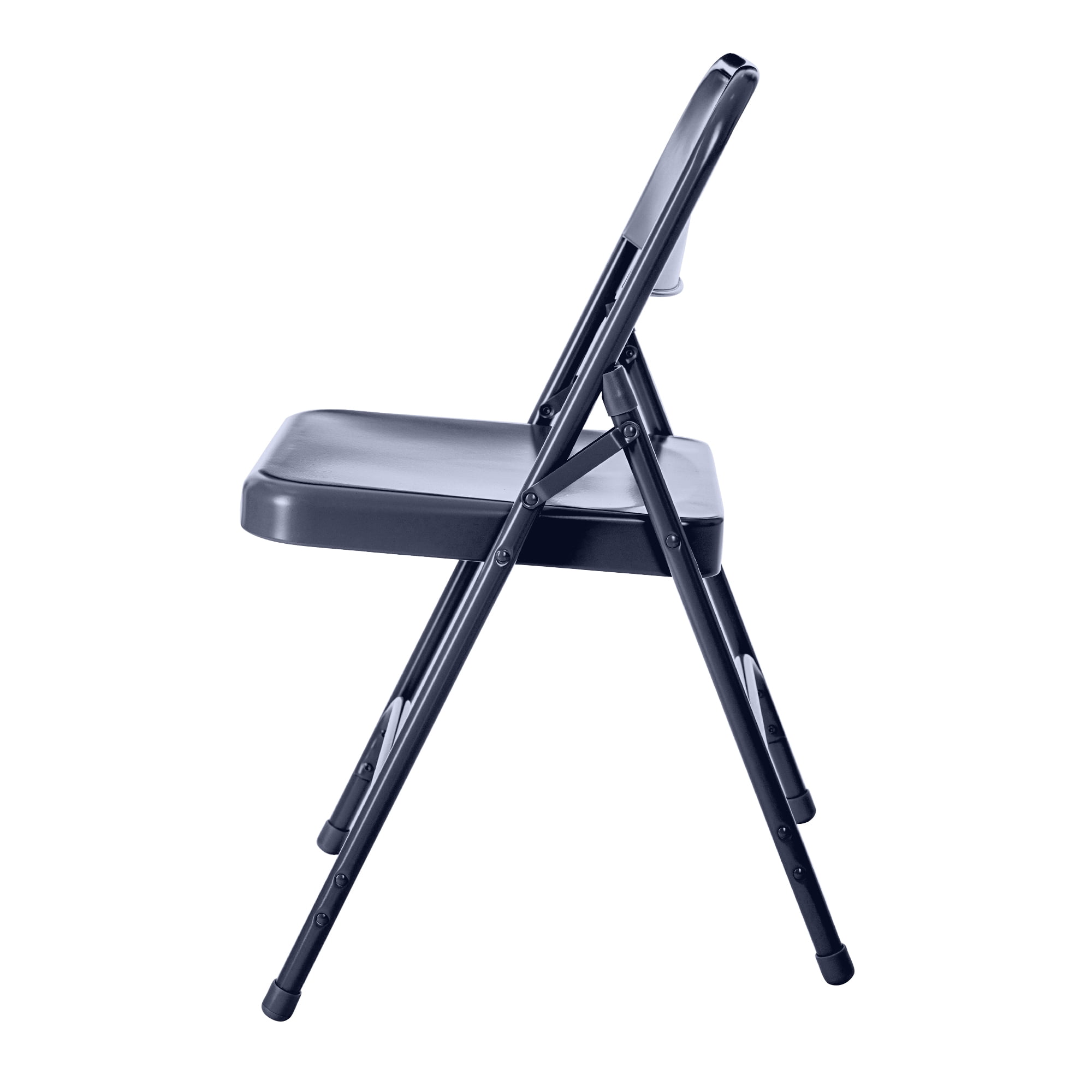 Hampden Furnishings Bernadine Collection Steel Double Hinge Folding Chair, Blue, Pack of 4