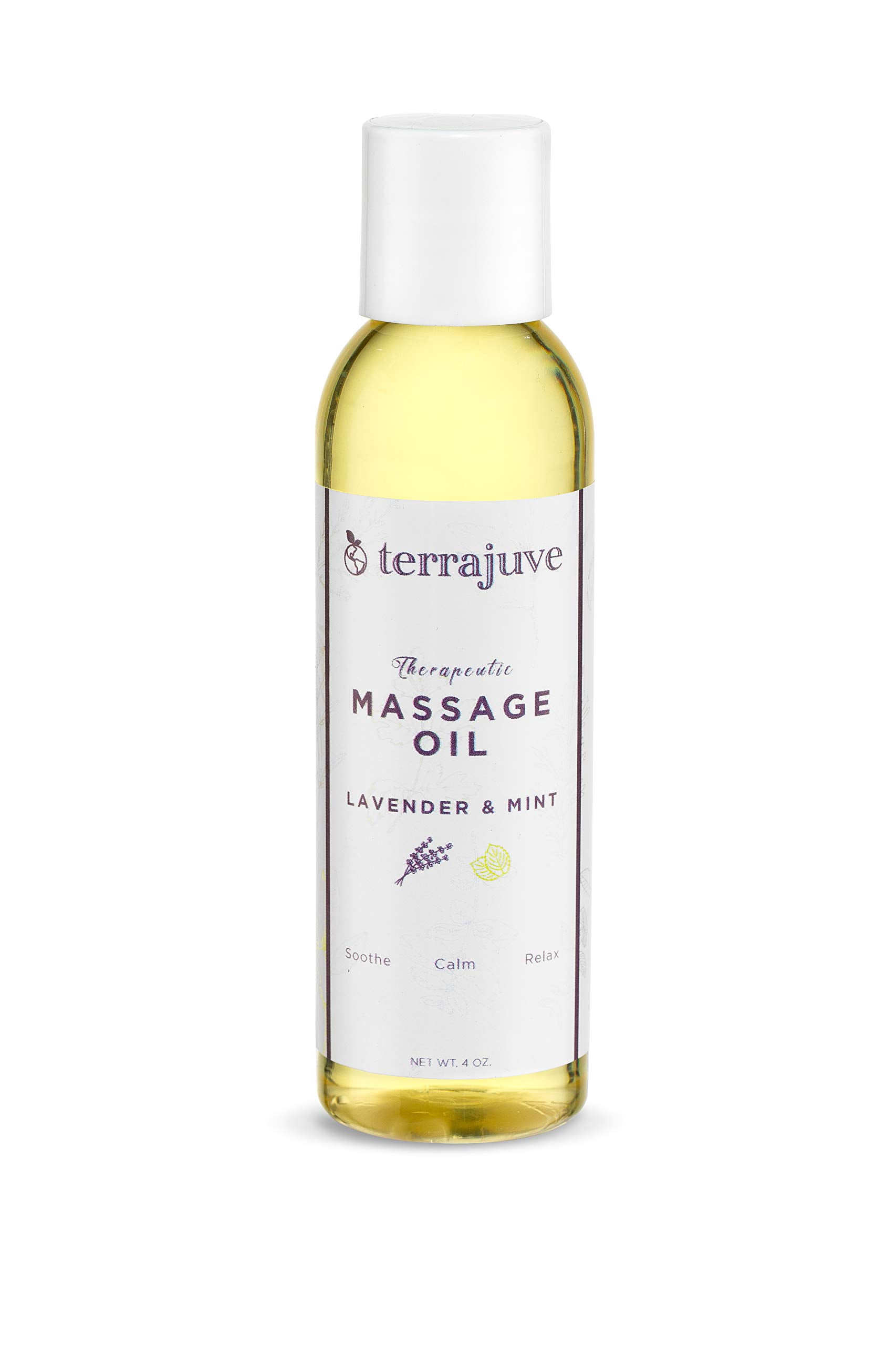 Terrajuve 3 Pack Aromatherapy Eucalyptus and Spearmint, Floral and Fruity, & Lavender and Mint Massage Oils Set Wrapped in Organza Bag, Pure, Organic, All Natural, Made in USA 4 Oz Each