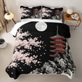 thumbnail image 2 of Homewish Pink Cherry Blossom Twin Quilt Set,Japanese Landscape Twin Coverlet Set,Black Pink,2-Piece, 2 of 7