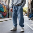 thumbnail image 6 of Men's Thermal Fleece Lined Joggers with Elastic Waistband & Drawstring, Relaxed Fit Cuffed Ankles Streetwear Pants for Winter, Casual and Everyday Wear,Royal Blue,L, 6 of 7