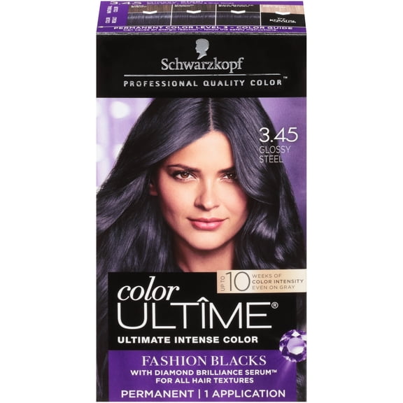 Schwarzkopf Color Ultime Metallics Permanent Hair Color Cream, 3.45 Glossy Steel