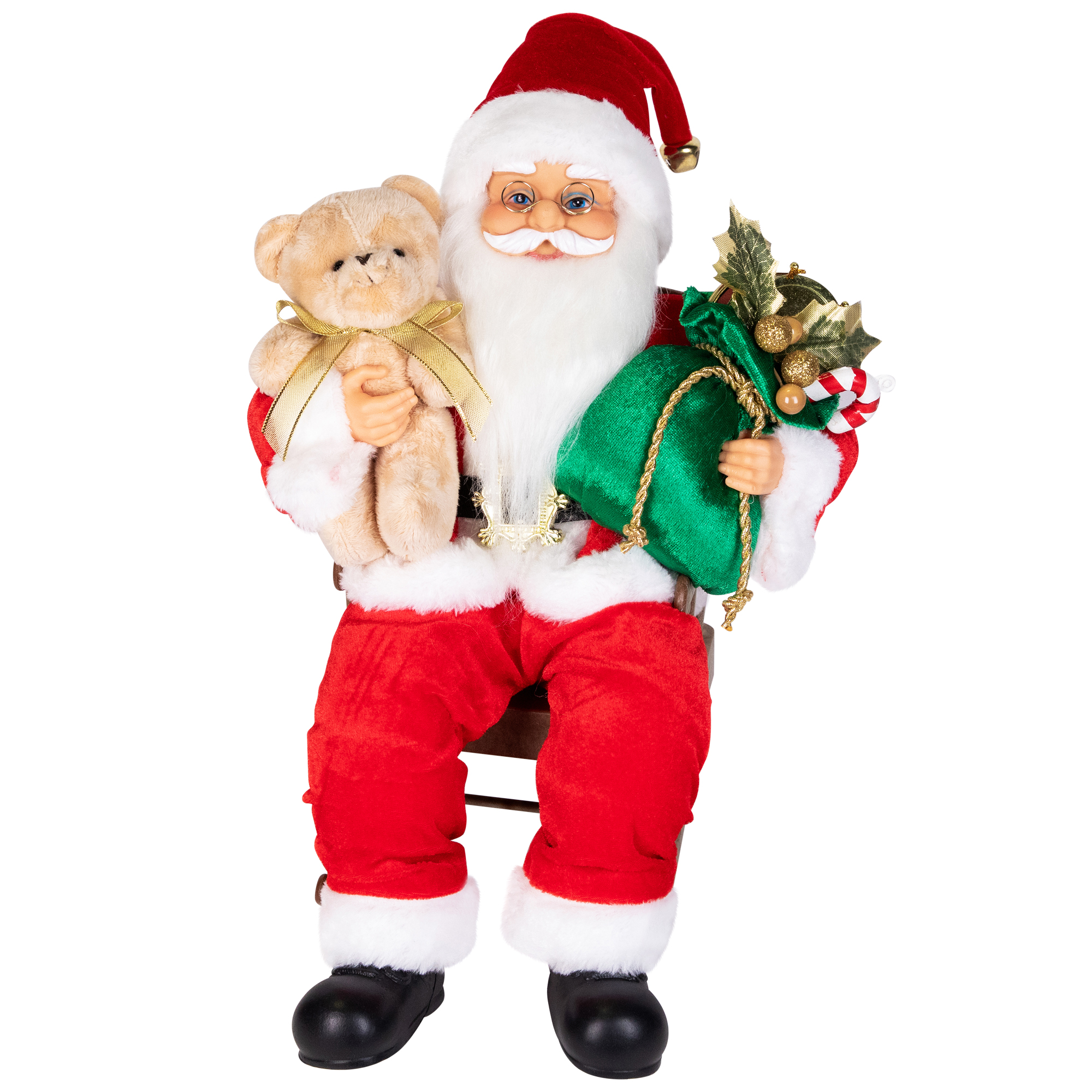 Animated Musical Santa in Rocking Chair Christmas Decoration - 14"