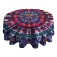 thumbnail image 4 of Colorful Tie Dye Pattern Round Tablecloth 60"x60",Wrinkle Wipeable Table Cloth for Kitchen Dining Room Picnic Patio Party, 4 of 6