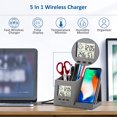 thumbnail image 4 of Lecone 10W Chargeur Sans Fil Bureau Organisateur Porte-Crayon Horloge Numérique, Compatible avec Téléphone 12 Pro Mini 11 X X XS, 4 of 5