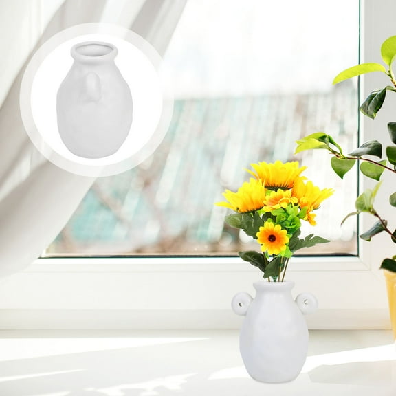 WHAMVOX 1pc Nordic White Ceramic Vase Simple Flower Vase Adornment Home Decoration