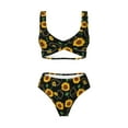 thumbnail image 4 of Rocae Sunflowers3 for Bikini Set for Women Two Piece Sexy High Swimsuits Split Crossover Bikini Large, 4 of 9