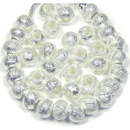Large Hole Tube Bead - 40, Loose Beads, Stardust Cut Lace, Loose Beads, Large 5mm Hole Shiny Silver European Charm