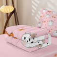 thumbnail image 5 of Erosebridal Boho Floral Ghost Zipper Twin Comforter Sets with Fitted Sheet and 2 Pillowcases, Happy Halloween Zipper Bedding Set for Girls, Pink Orange, Pink Reversible, 5 of 7