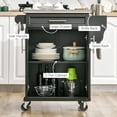 thumbnail image 3 of Kitchen Island with Stainless Steel , Rolling Kitchen Cart on Wheels with Storage Drawer, Cabinet, Towel Rack and Spice Rack, Black, 3 of 9