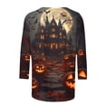 thumbnail image 5 of Yourumao Halloween 3/4 Sleeve Tops for Women Spooky Season Plus Size Top Crewneck Pumpkin Graphic Tees for Halloween Outrdoor, 5 of 5