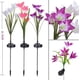 thumbnail image 4 of Luces solares para exteriores, paquete de 3 luces de hadas con diseño de flor de lis, LED que cambian de color para decoración de jardín, patio, paisaje y entrada (rosa, morado y negro)., 4 of 5