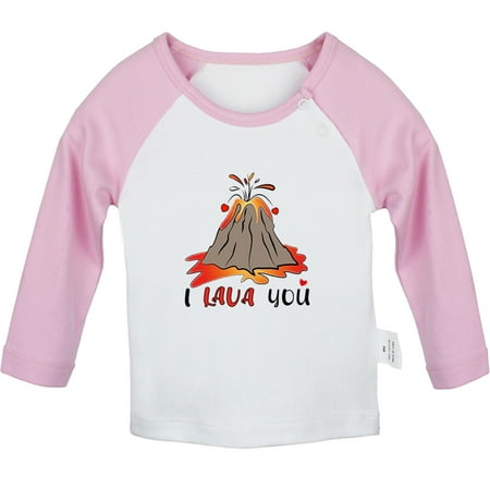 

I Lava You Funny T shirt For Baby Newborn Babies T-shirts Infant Tops 0-24M Kids Graphic Tees Clothing (Long Pink Raglan T-shirt 6-12 Months)