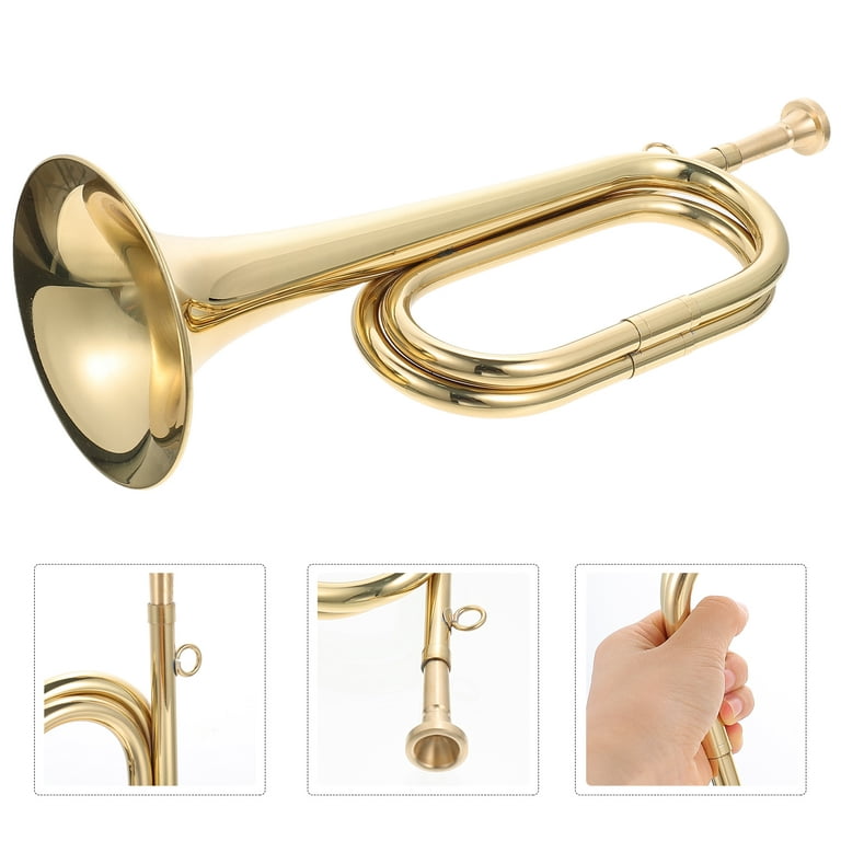 Bugle Trumpet Copper Cavalry Schoolband Trumpet Orchestra Beginner Bugle  Horn Instrument War Golden Simple Wind 