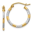 thumbnail image 1 of 14k Yellow Gold White Hoop Earrings, 1 of 7