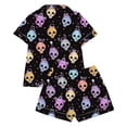 thumbnail image 5 of Afdoent Girls Pajamas Set Halloween Skeleton Print Sleepwear Short Sleeve With Shorts 2Pcs Pajama Sets For Kids Casual Lapel Loungewear Comfortable Holiday Sleepwear 13-14 Years, 5 of 5