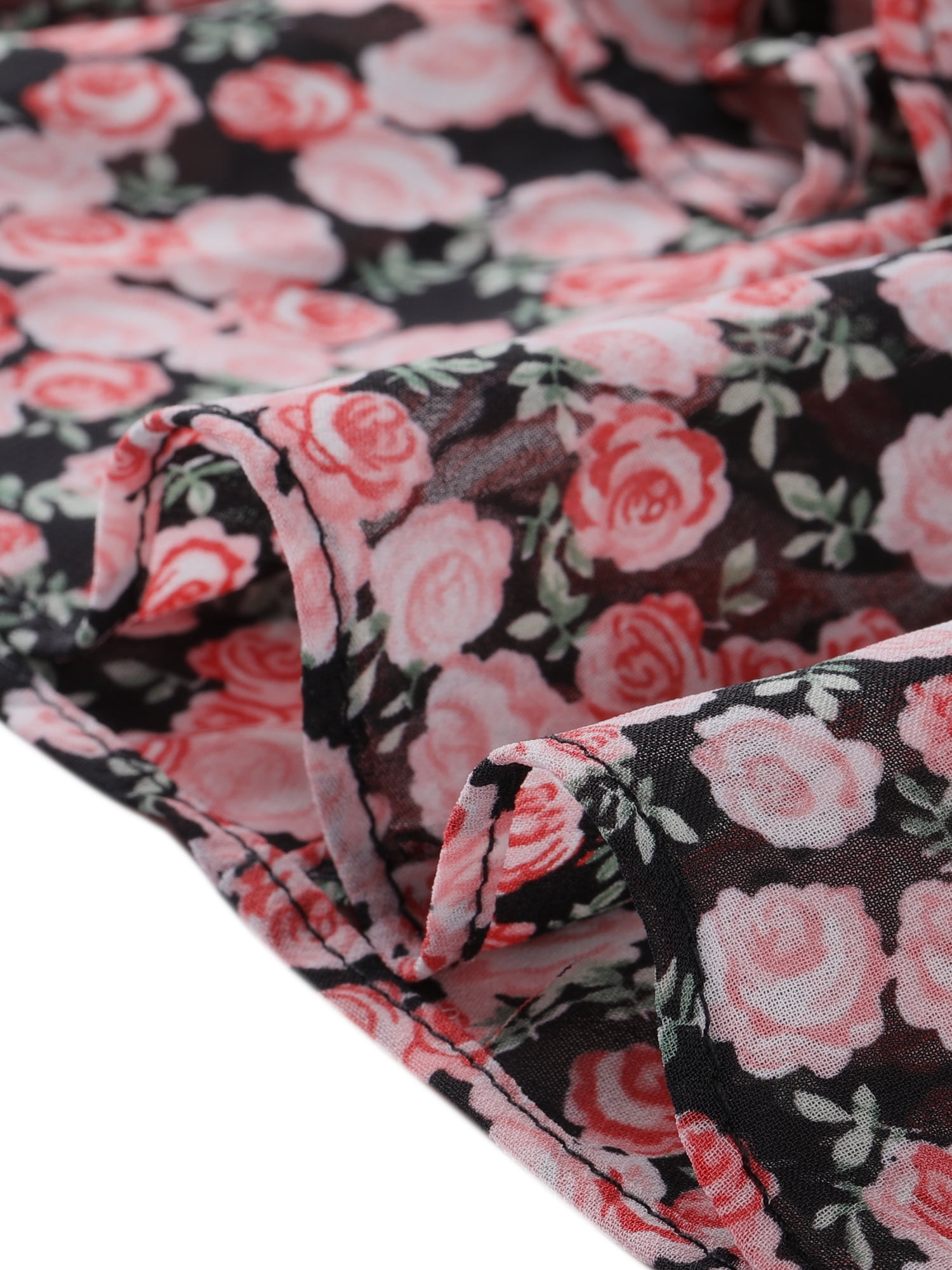 DARING DIVA Women's Elastic Waist Layer Ruffle A-Line Skirt S Black Pink